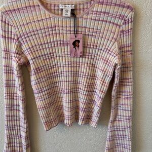 Sincerely Jules Multicolor Ribbed Long Sleeve Top Women's Sz M